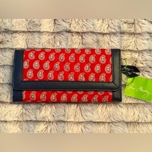 Vera Bradley Red Paisley Trifold Clutch, NWT